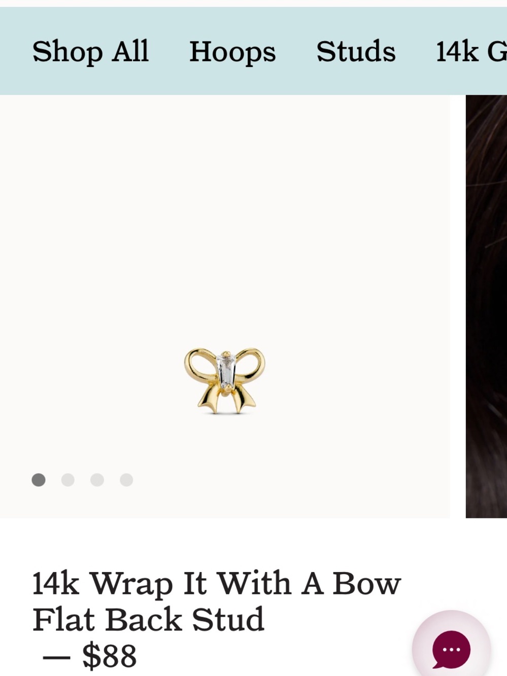 Rowan 14k Wrap It With A Bow Flat Back Stud Earring
